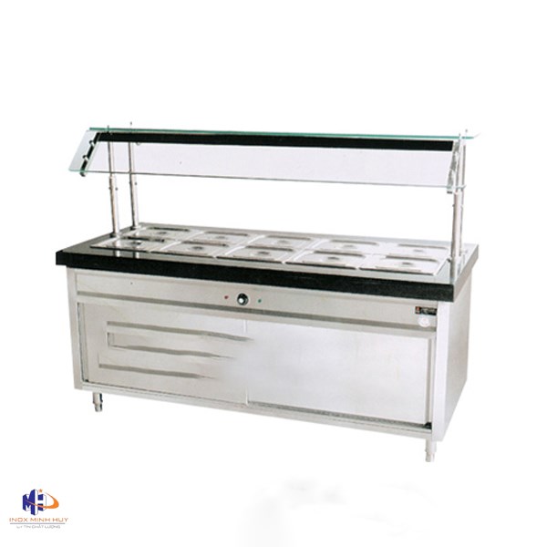 Tủ giữ nóng thức ăn 10 khay (mái kính)